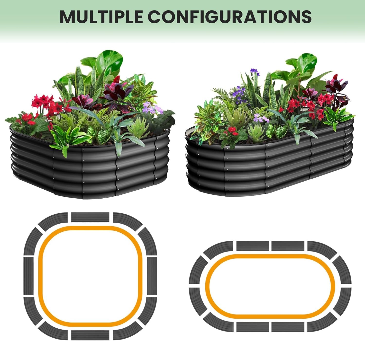 2 Pack Galvanized Raised Garden Bed Outdoor, 6 x 3 x 1 ft Metal Planter Box