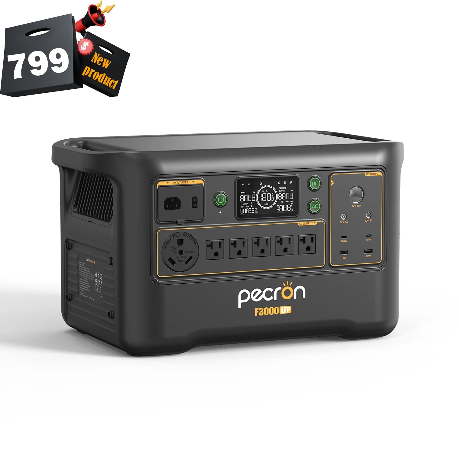 pecron F3000LFP Portable Power Station 3072Wh 3600W Solar Generator Home Backup
