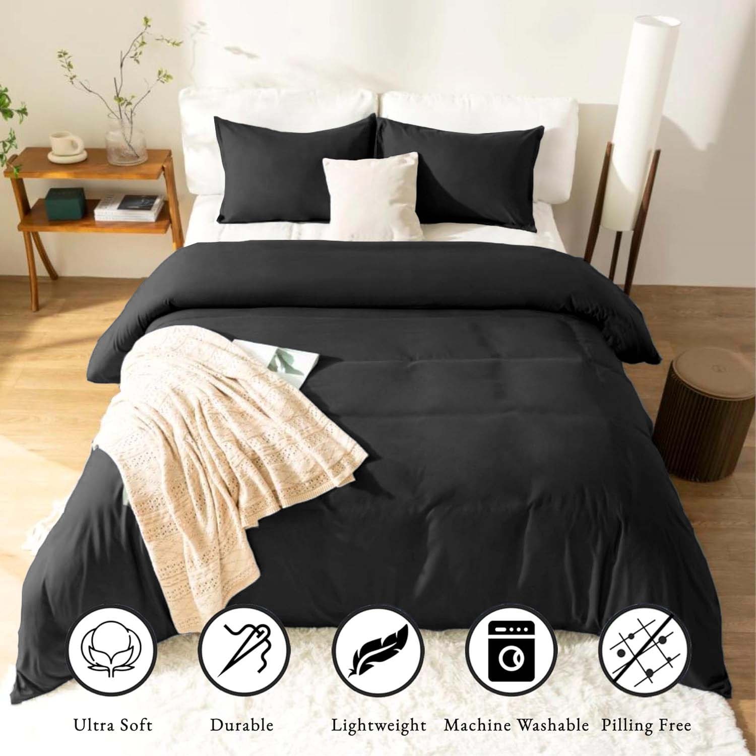 Hotel Quality Duvet Cover Sets Soft Textured Reversible Quilt Bedding Cover Set