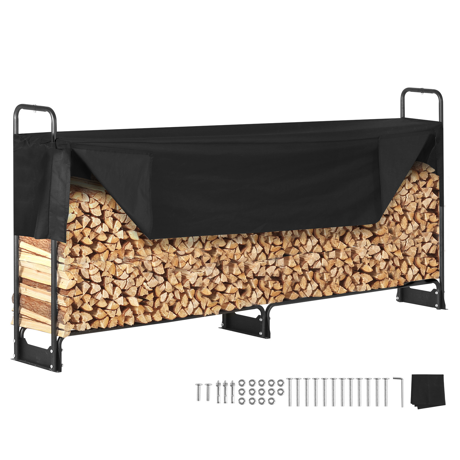 VEVOR 8.5 FT Outdoor Firewood Rack with Cover Firewood Holder 102"x14.2"x46.1"