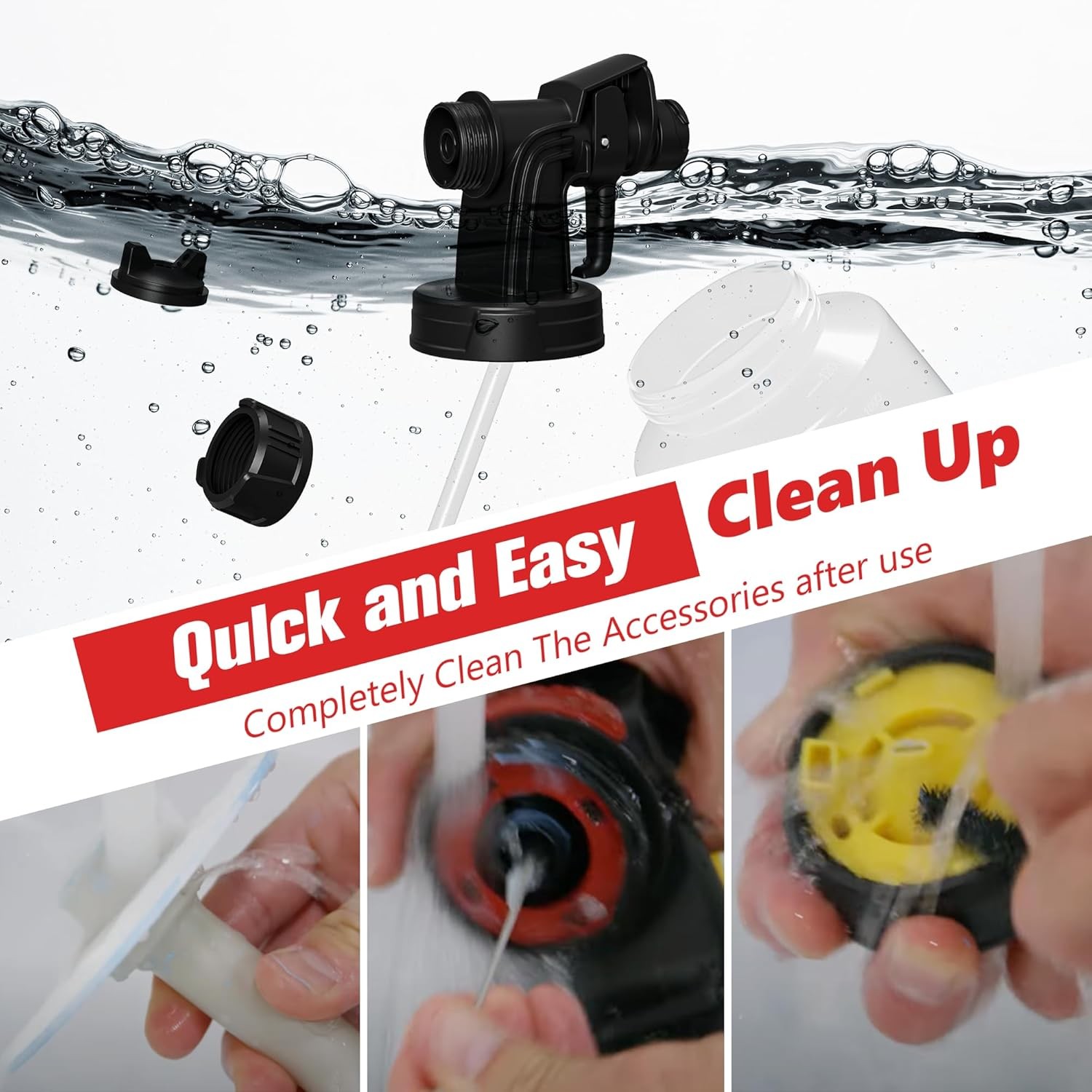 600ML Paint Sprayer HVLP Electric Spray Paint Gun with Container Red