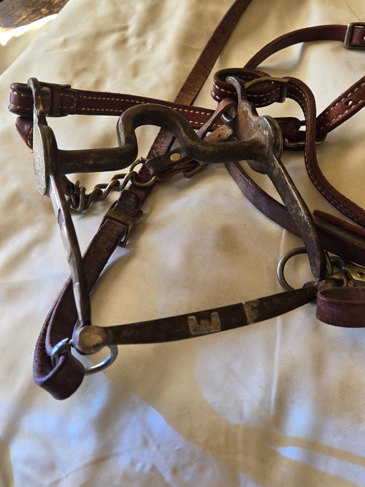 RARE Antique Handmade Working Horse Bit SILVER INLAYS/SILVER COINS