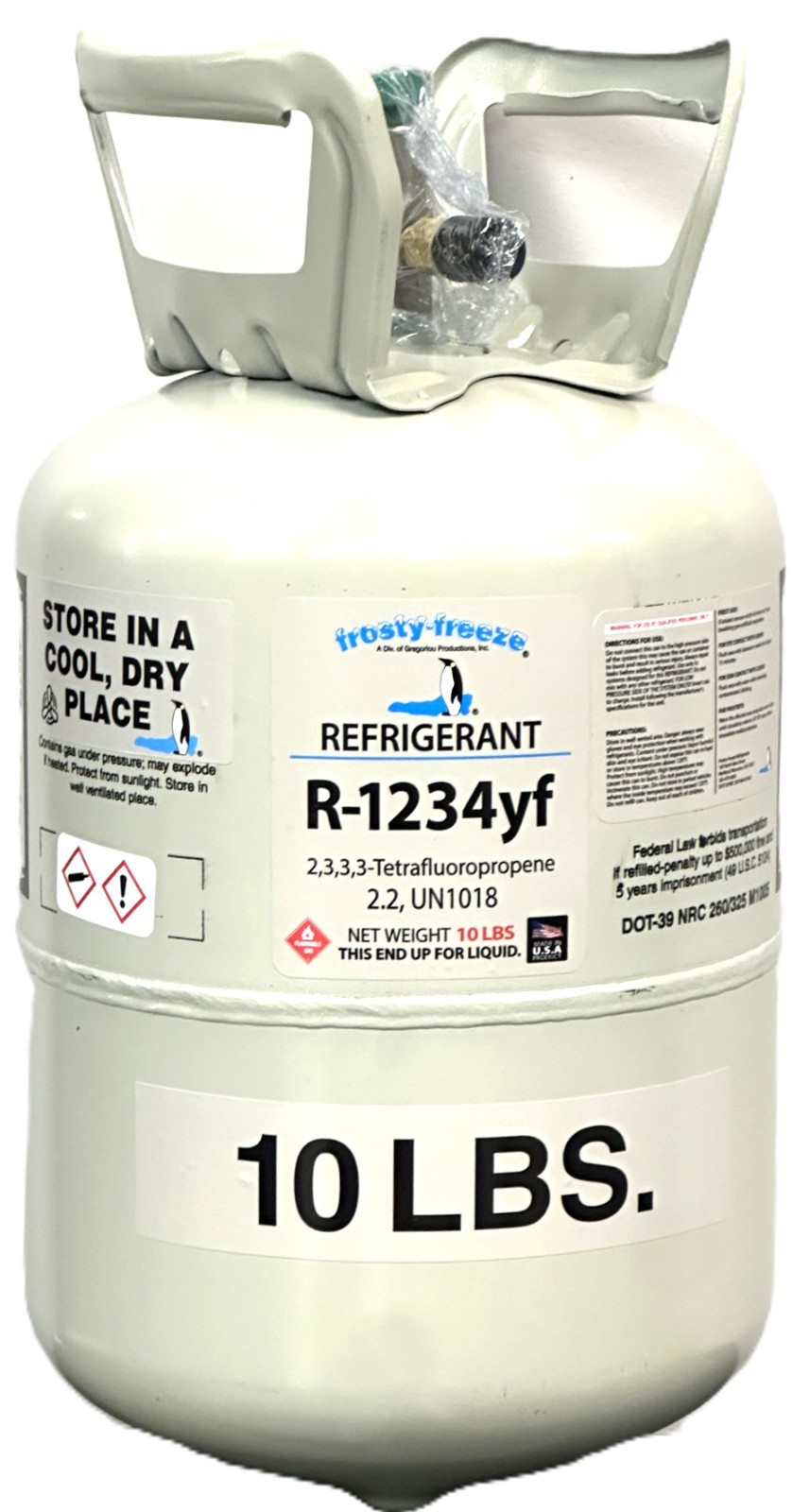 R1234yf, 10 Lbs., Refrigerant Mobile Air Conditioning Systems Factory Sealed