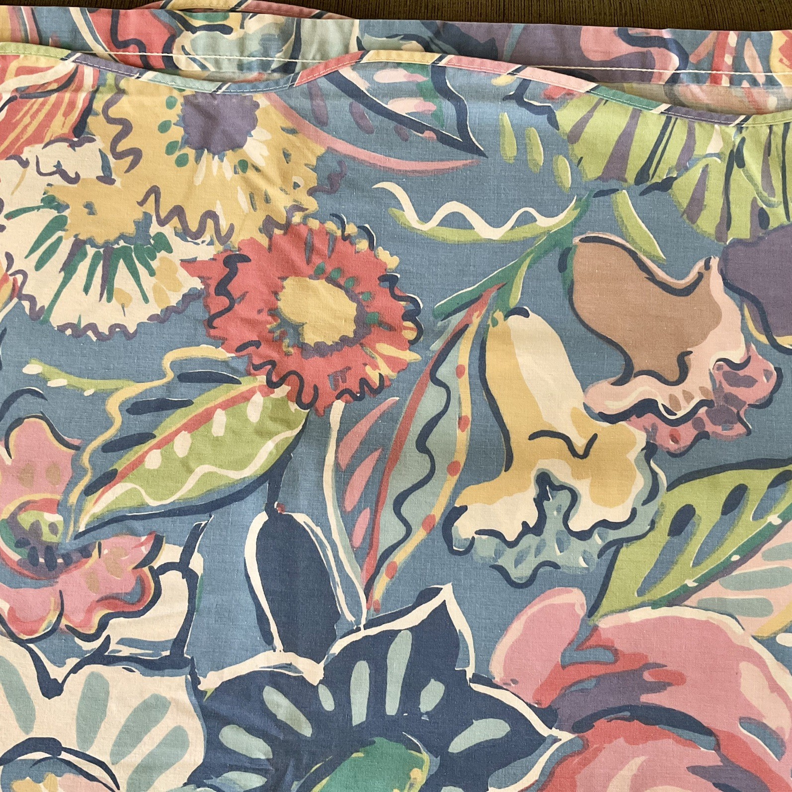 VINTAGE COLLIER CAMPBELL TAMBOURINE ABSTRACT FLORAL 1 queen FLAT SHEET Steven’s