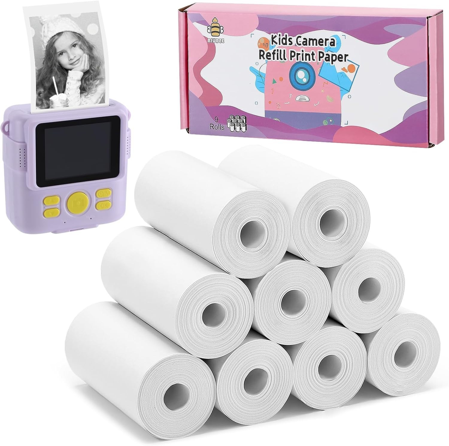 Birthday Gift: 9 Rolls Kids Thermal Paper for Instant Cameras - Doodle & Capture