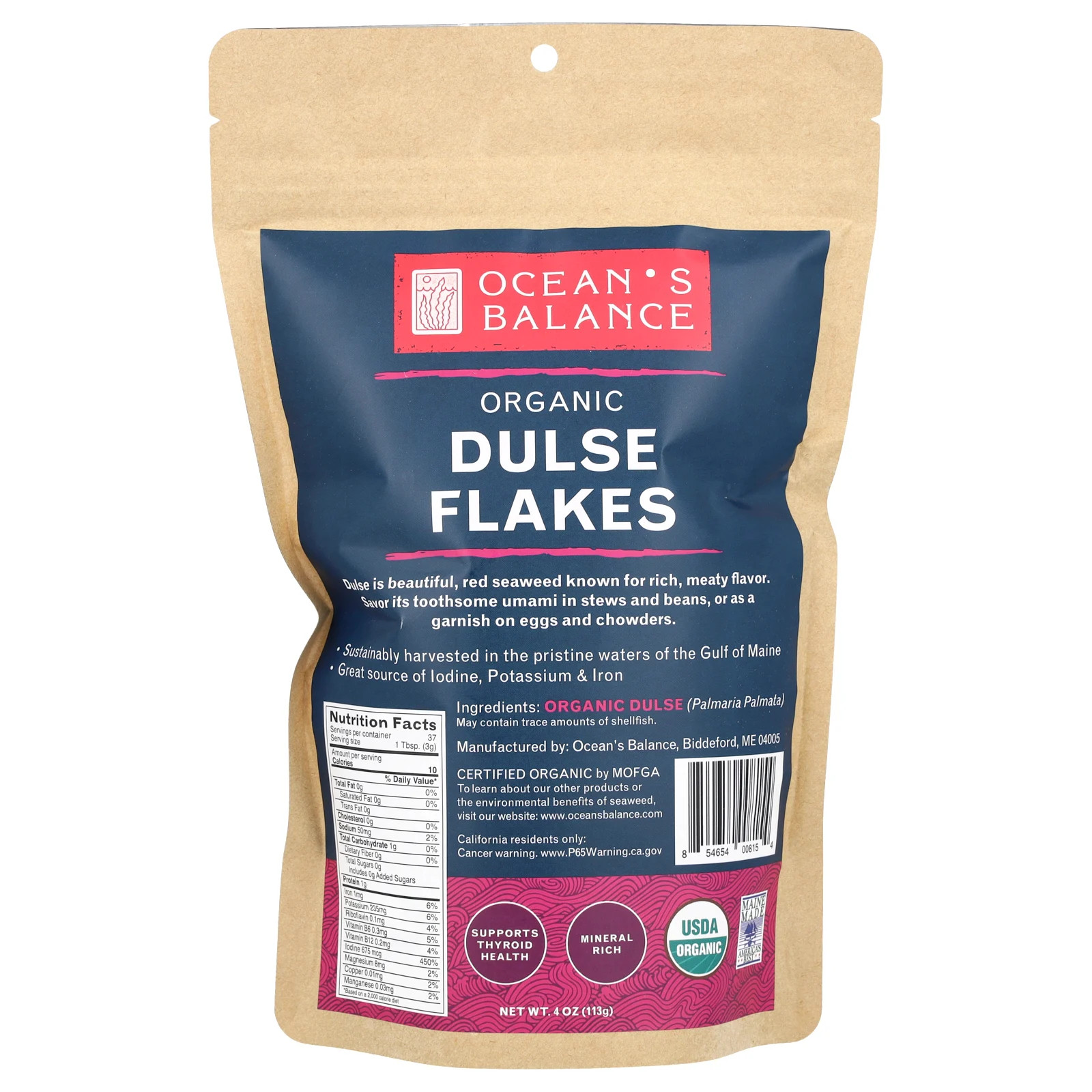 Organic Dulse Flakes, 4 oz (113 mg)