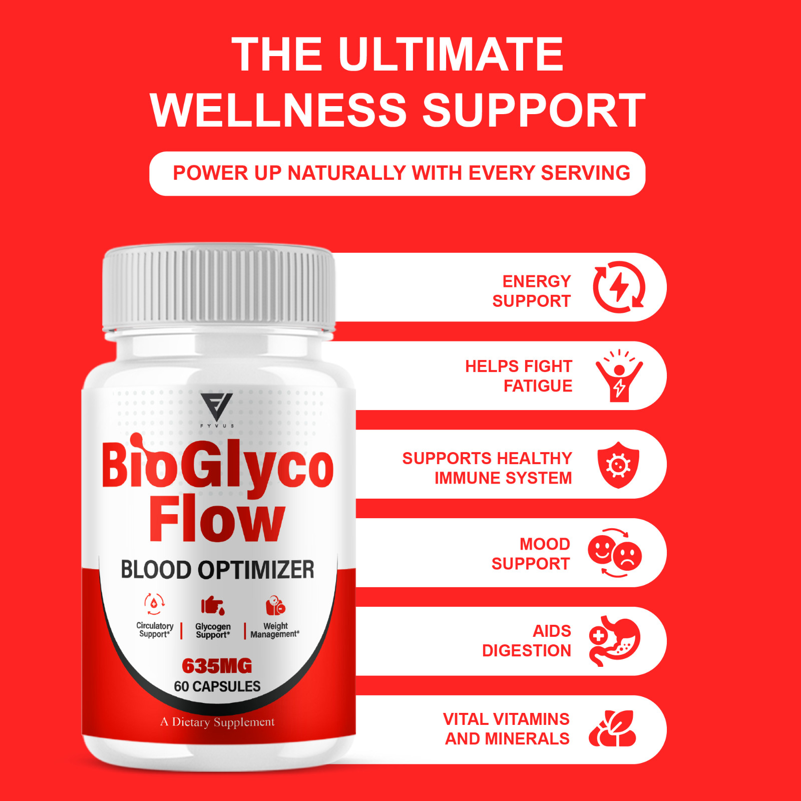 BioGlyco Flow Blood Optimizer, BioGlyco Flow Supplement (60 Capsules)