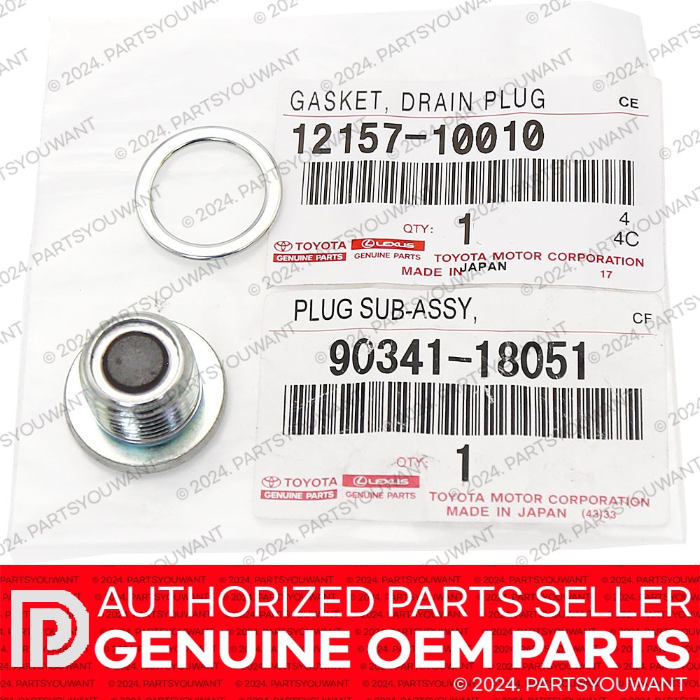 GENUINE Toyota OEM Rear Differential Drain Plug 90341-18051 + Gasket 12157-10010