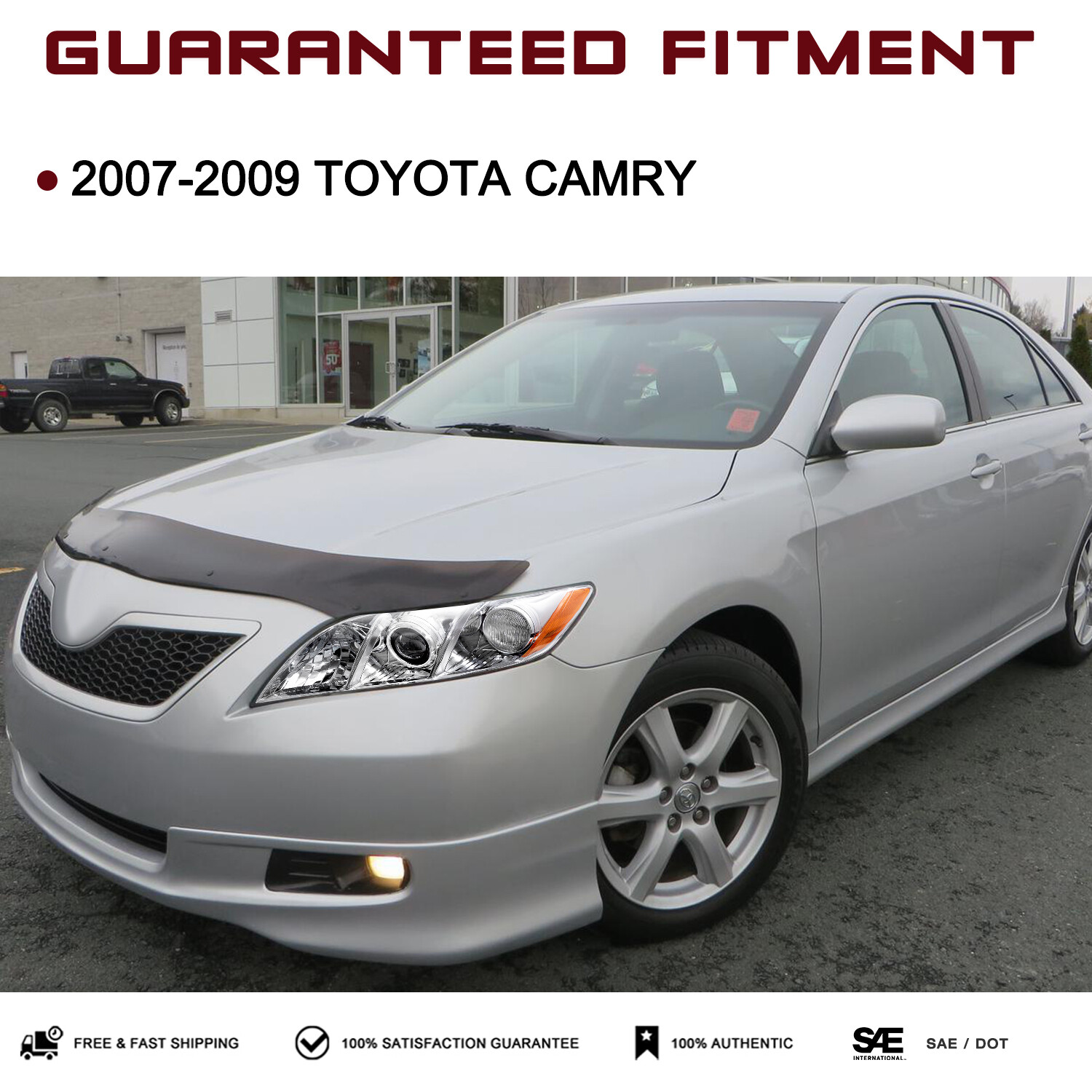 Headlights for 2007 2008 2009 Toyota Camry Chrome Amber Projector LH+RH Pairs