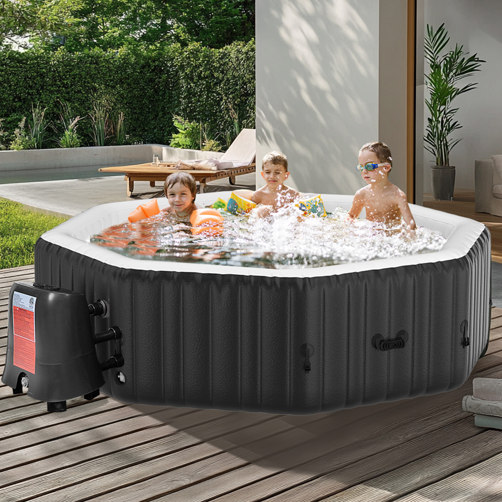 NAIZEA 6 Person Octagon Inflatable Hot Tub 130Air Jet Large Hot Tub 77"x77"x25"
