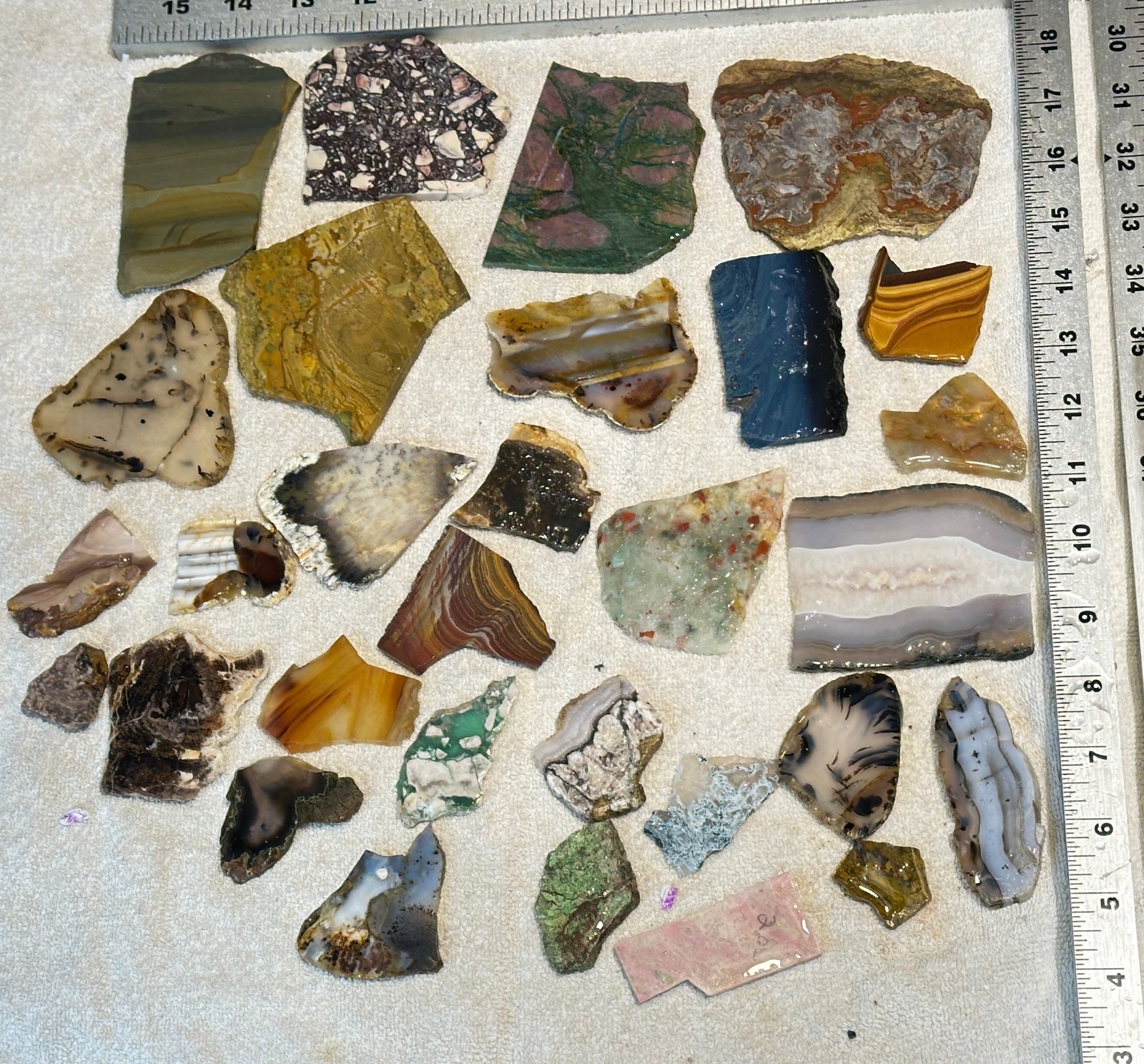 Lapidary Mixed Slab Lot 30pc Various Types Of Agates Jaspers Opal + 2lbs 8oz