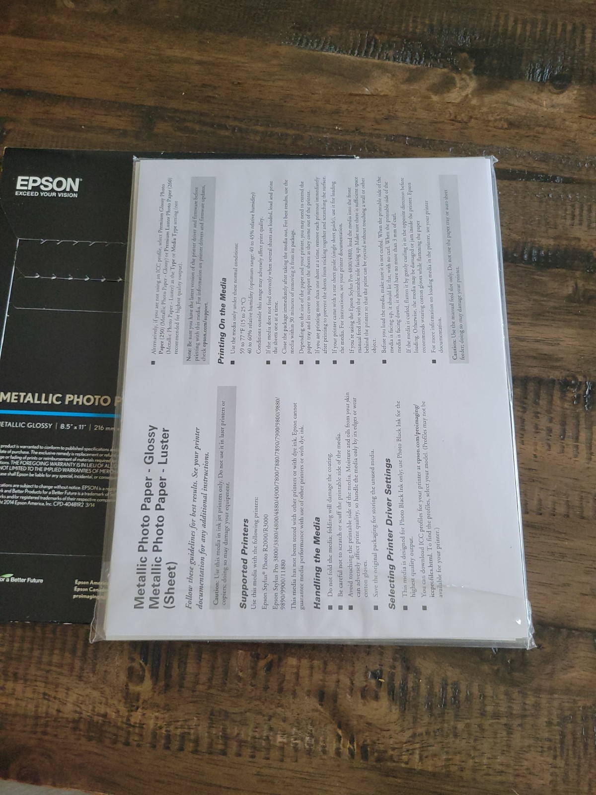 Epson S045589 Metallic Photo Paper Glossy 8.5" x 11" 25 Sheets Opened NOT USED