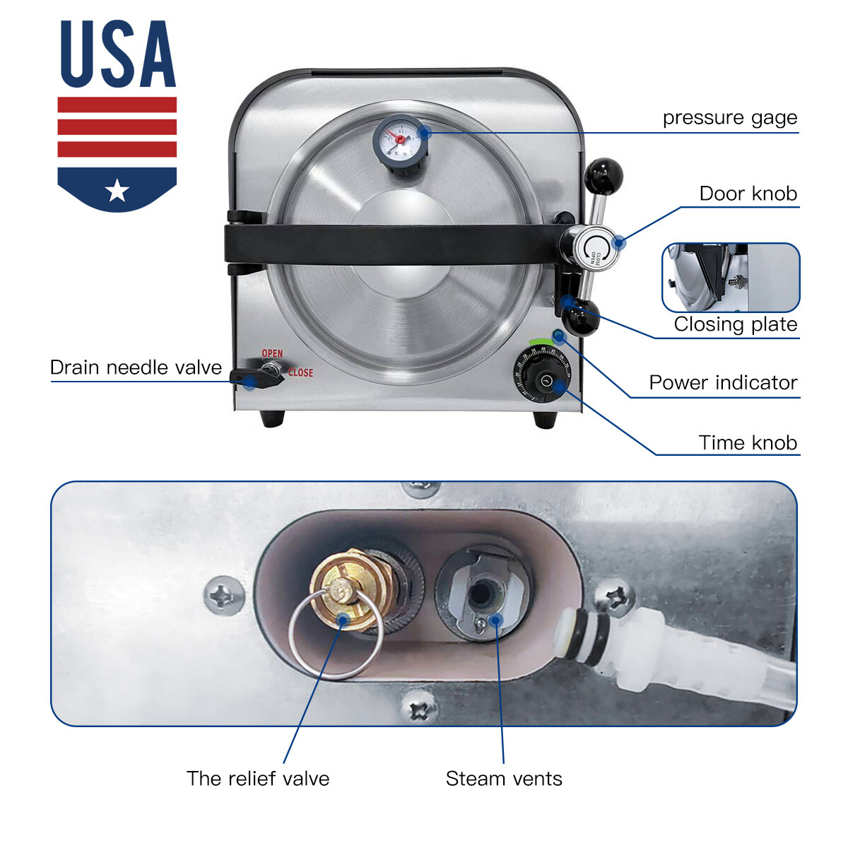 14L Esterilizador de Autoclave de Vapor Dental Equipo de Lab de Esterilización