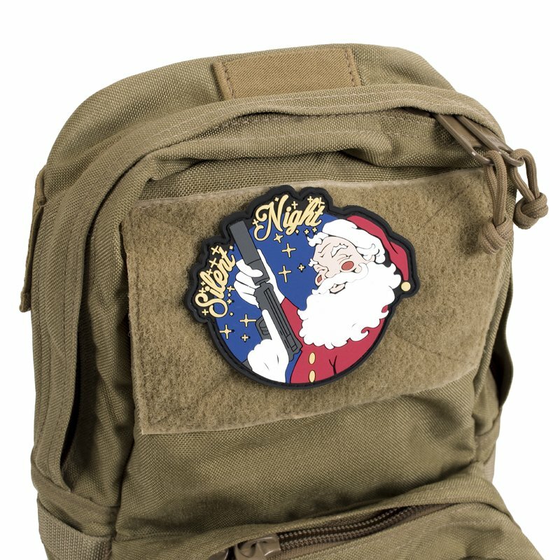 Silent Night Santa with a Gun Patch Hook and Loop 3.5" Diameter Morale Patch