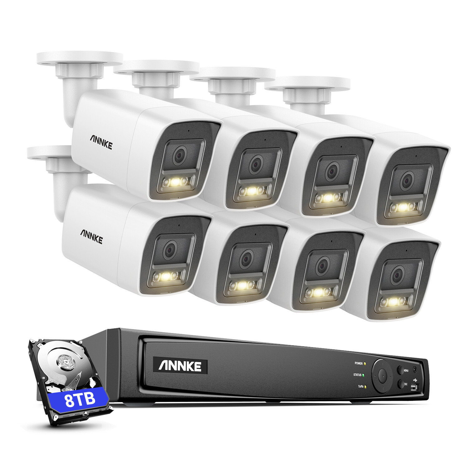 ANNKE 12MP 8CH POE NVR 4K AI Color Night Security Camera System Audio Recording