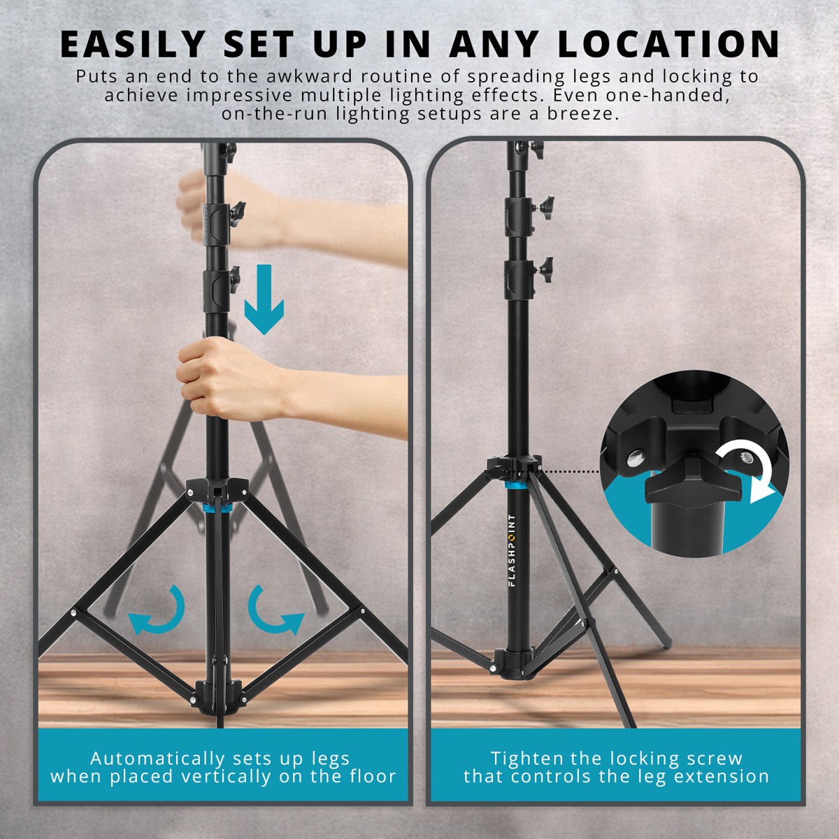 Flashpoint Pro Heavy-Duty Air-Cushioned Auto Light Stand (7')