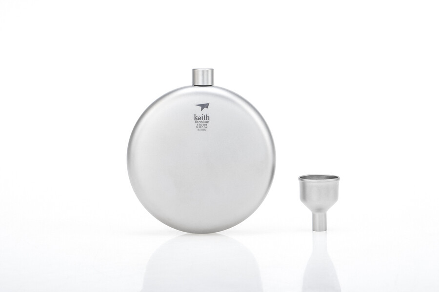 Keith Titanium Ti9302 Round Flask with Funnel - 5.0 fl oz (Shipped from USA)