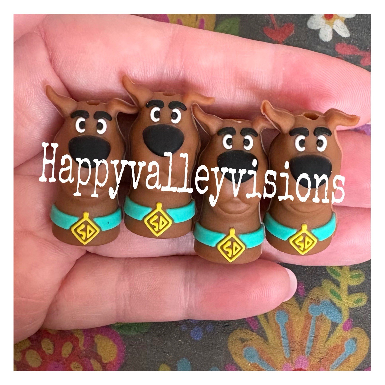 4 Piece 3D Brown SCOOBY Dog Silicone Focal Beads DIY Jewelry Pens+ NEW