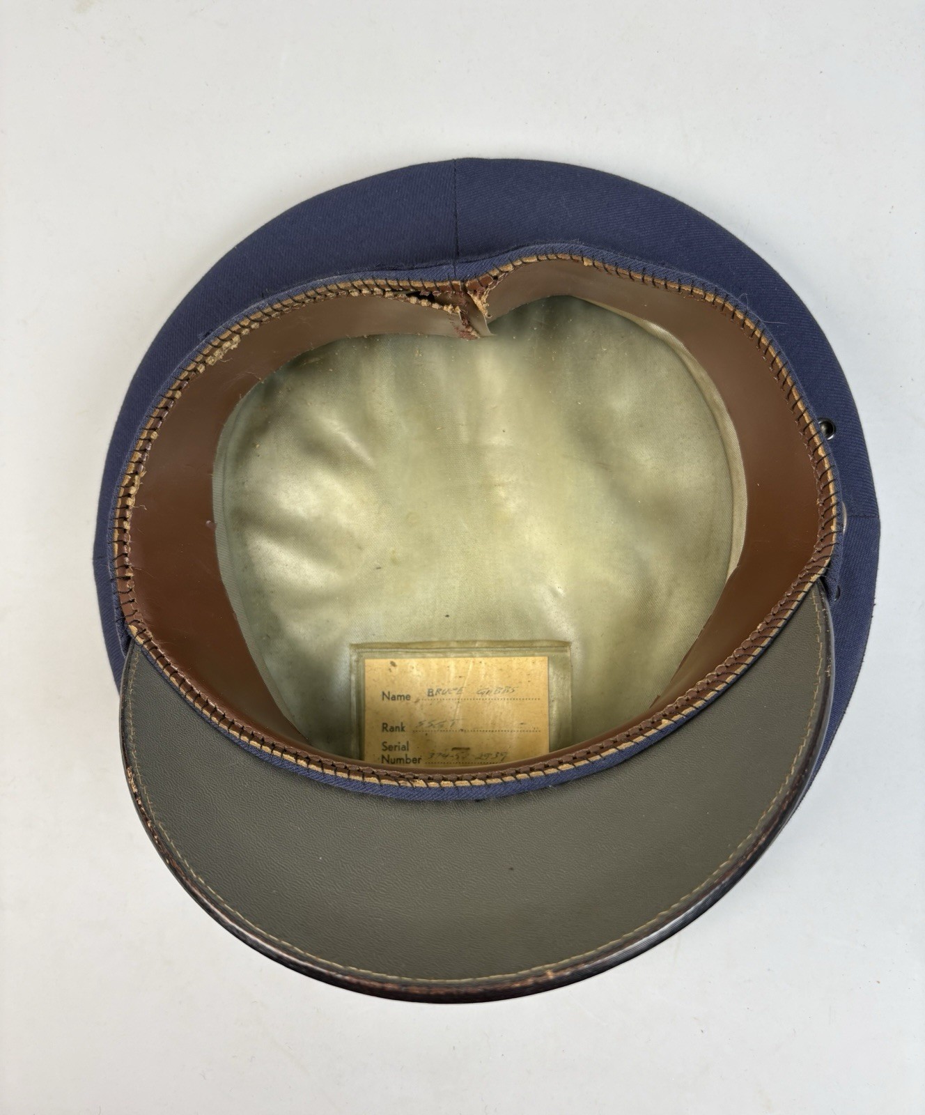 NAMED Vietnam Era USAF Service Cap Bancroft DSA 1970 Type I Hat Air Force Blue