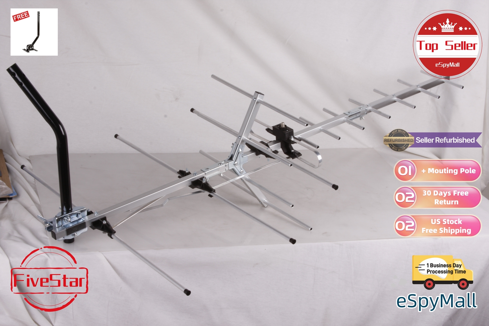 300 Mile Yagi Outdoor Digital TV Antenna for UHF VHF FM Crystal Clear Signal