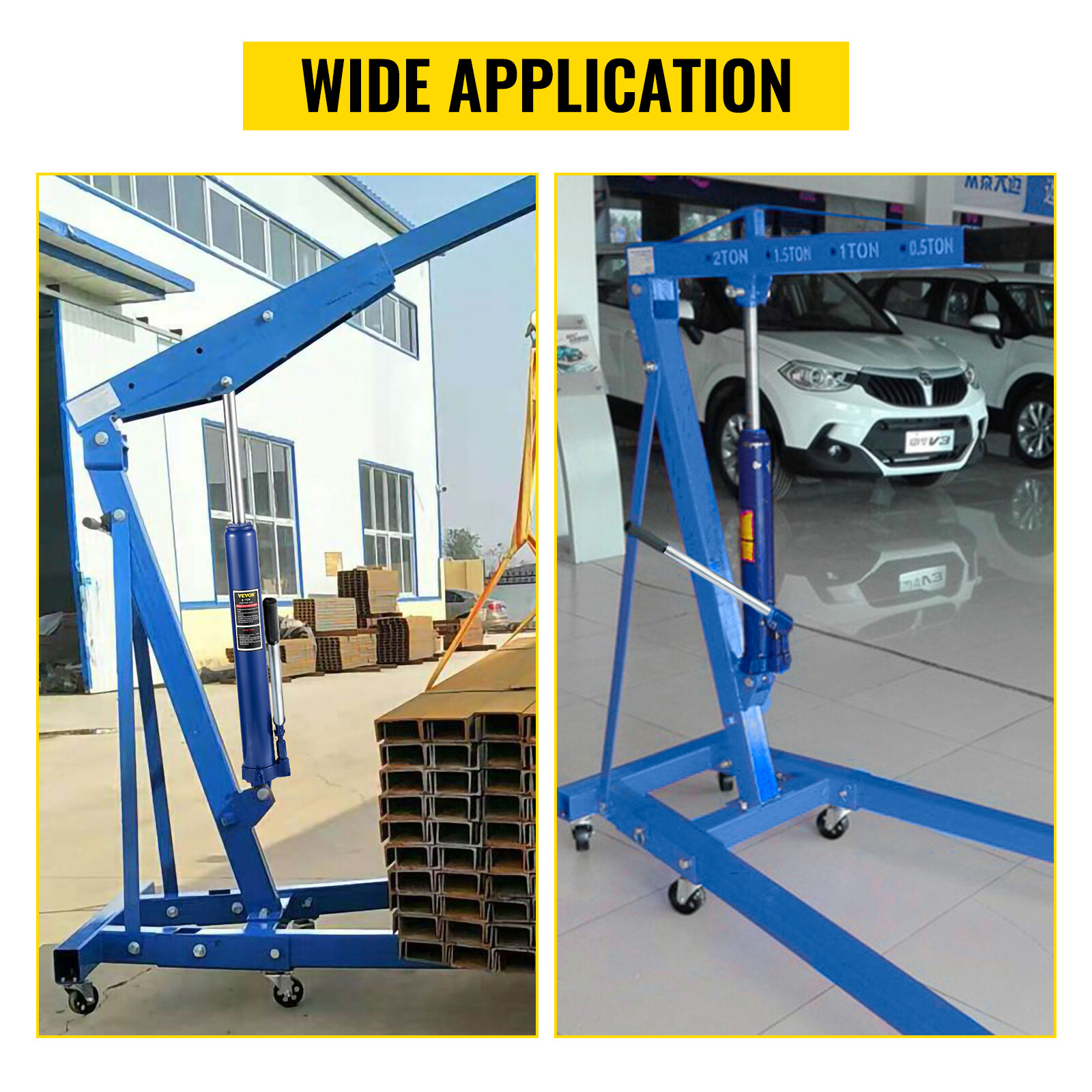 VEVOR 8-Ton Hydraulic Long Ram Jack Manual Single Pump Engine Lift Cherry Picker