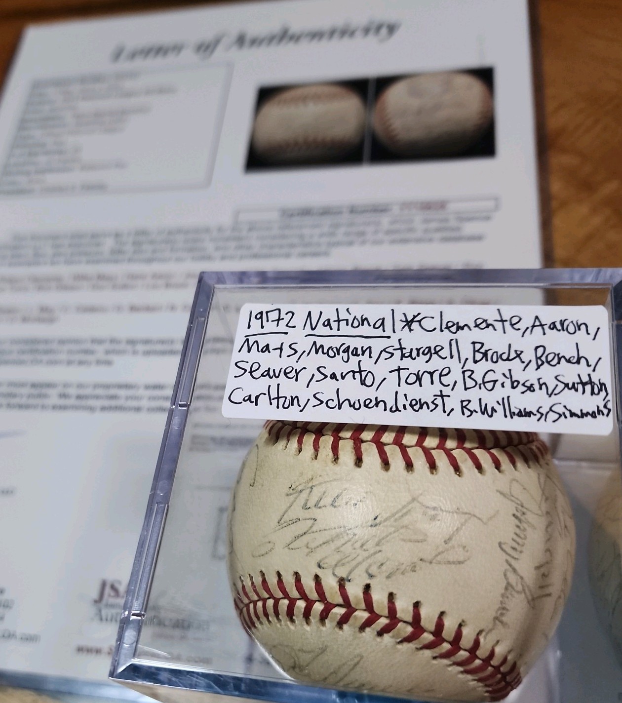 ⚾️1972 All-Star Team Signed Baseball! Clemente/Mays Sweet Spot! Hank Aaron*JSA⚾️
