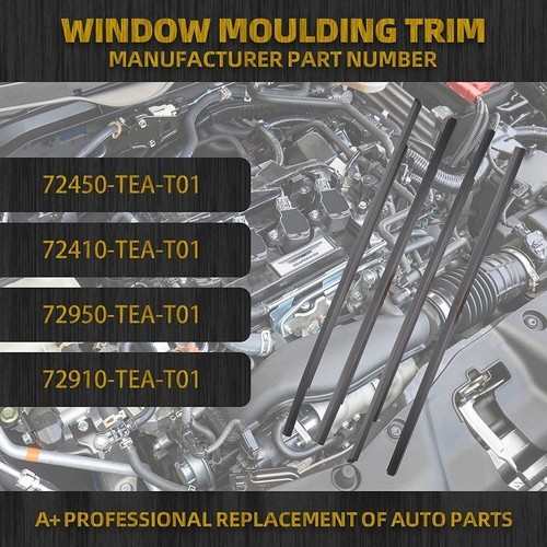 For 2016-2021 Honda Civic Sedan 4pcs Weatherstrip Window Moulding Trim Seal Belt