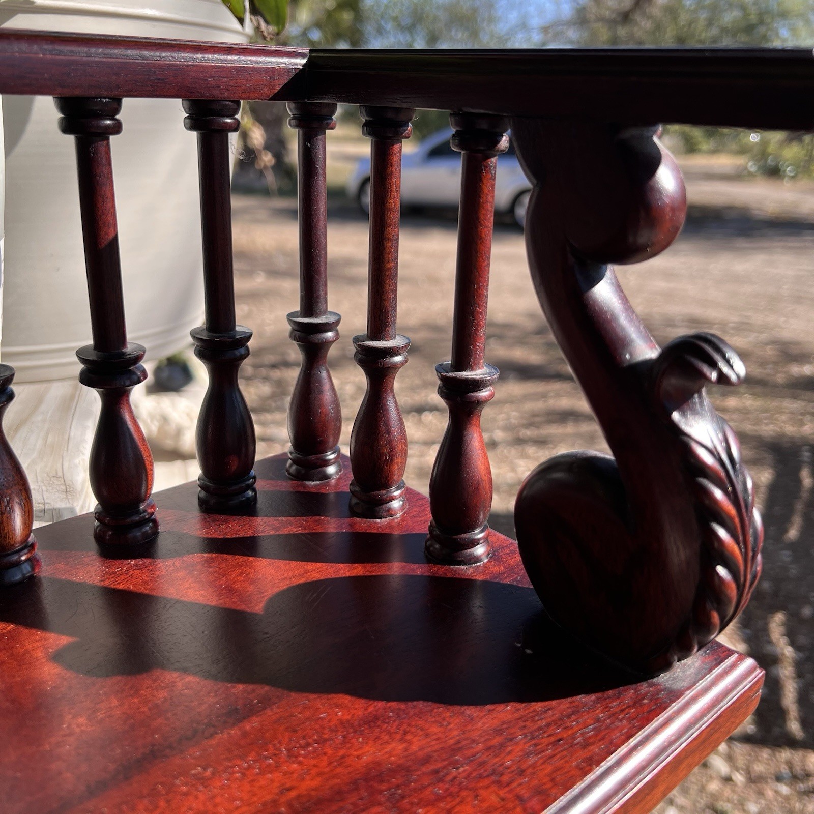Vintage | Mahogany Carved Desk Trough | Wooden Book Stand Holder | 16.75"