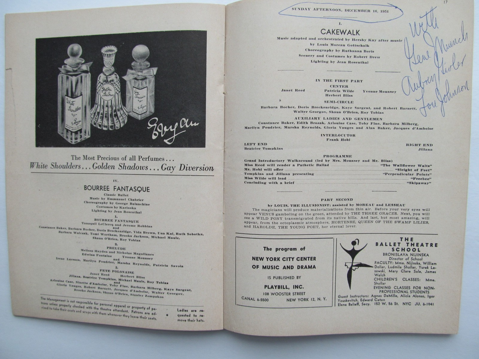 New York City Ballet Program - 1951 - Tallchief, Le Clercq, Balanchine, Robbins