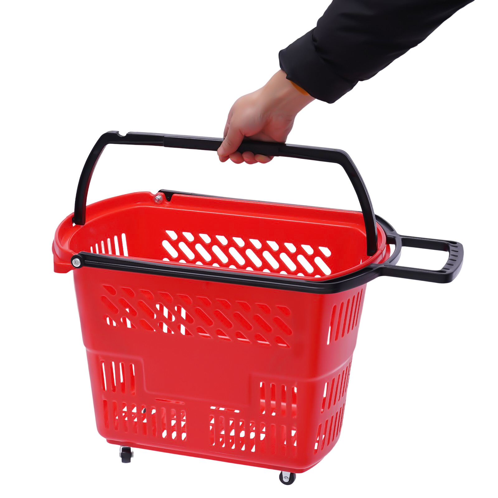 Trolley Rolling Shopping Baskets 6 pcs Plastic 35L with Handles Shopping Carts