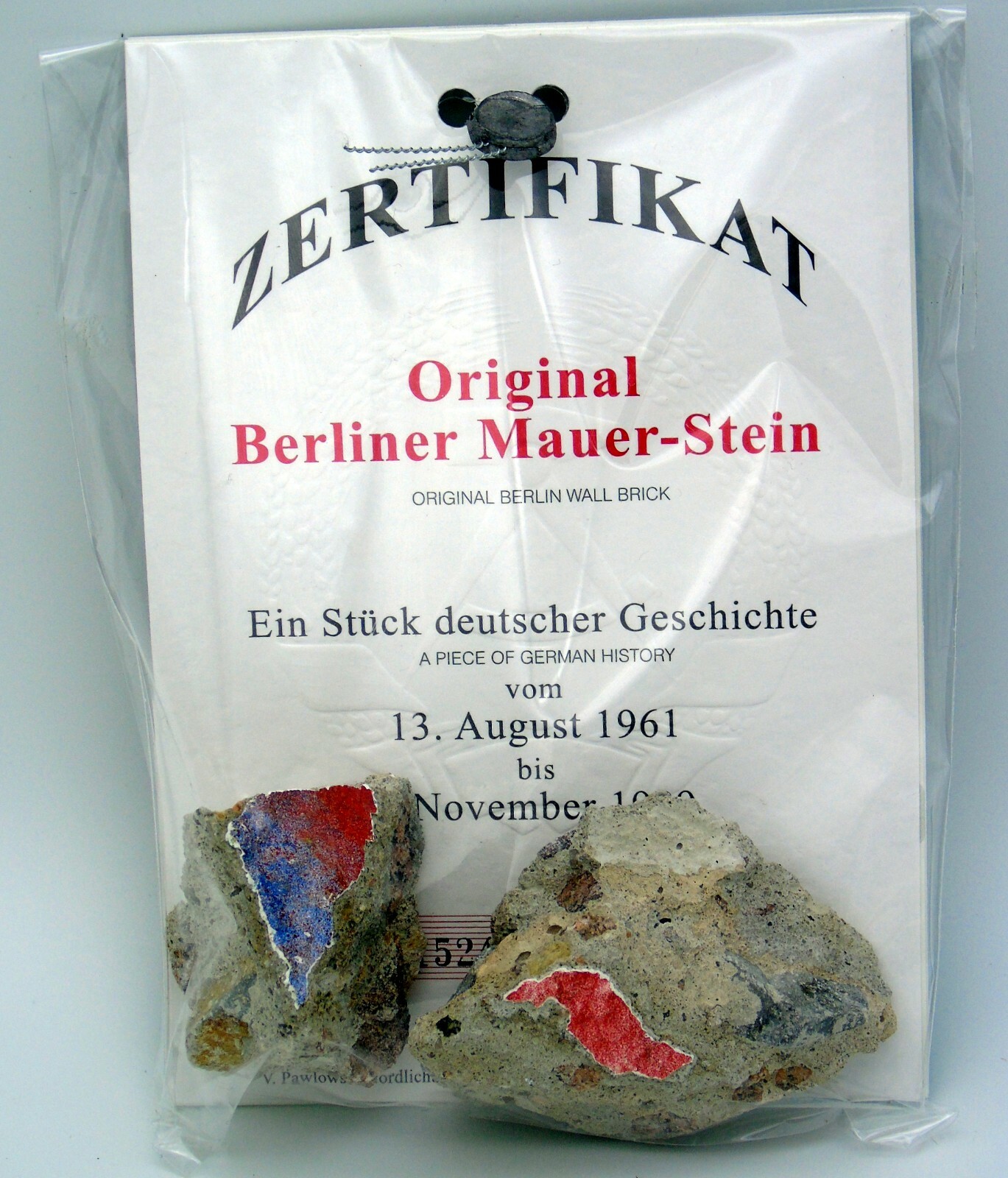 Large Authentic Piece of the BERLIN WALL with Certificate of Authenticity