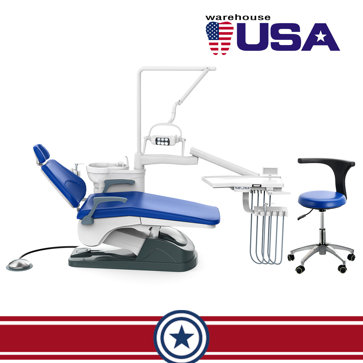 Dental Unit Chair Computer Controlled DC Motor PU Hard Leather+Doctor's Stoo FDA