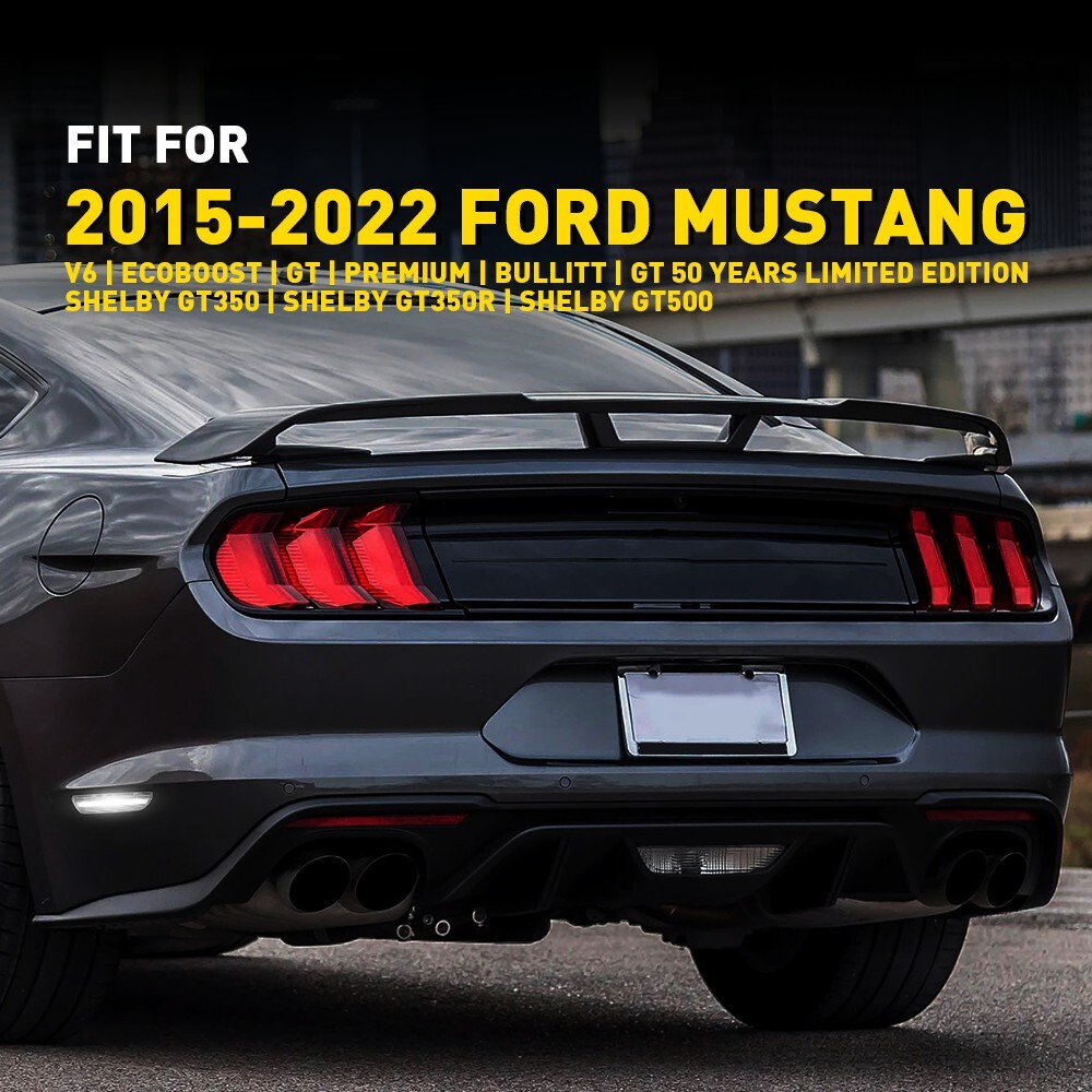 For 2015-2022 Ford Mustang LED Rear Bumper Side Marker Lights Clear Lens White