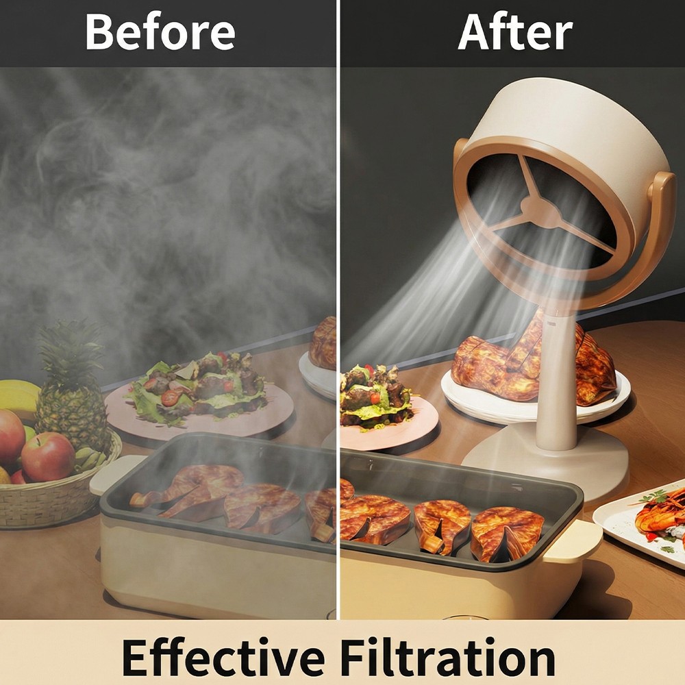 Electric Desktop Range Hood Adjustable Angle Portable Mini Exhaust Fan for BBQ