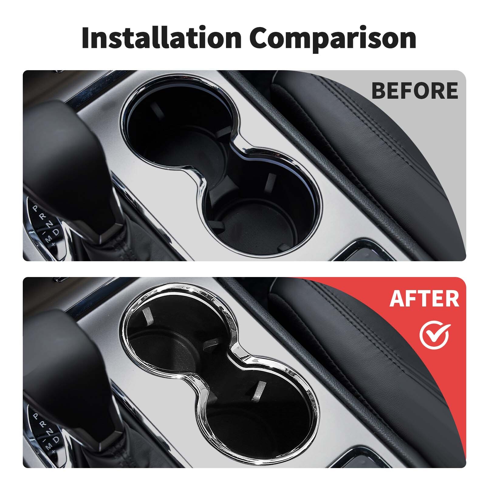 Fit for Jeep Grand Cherokee 2011-2021 Front Cup Holder Frame Cover Trim (Chrome)