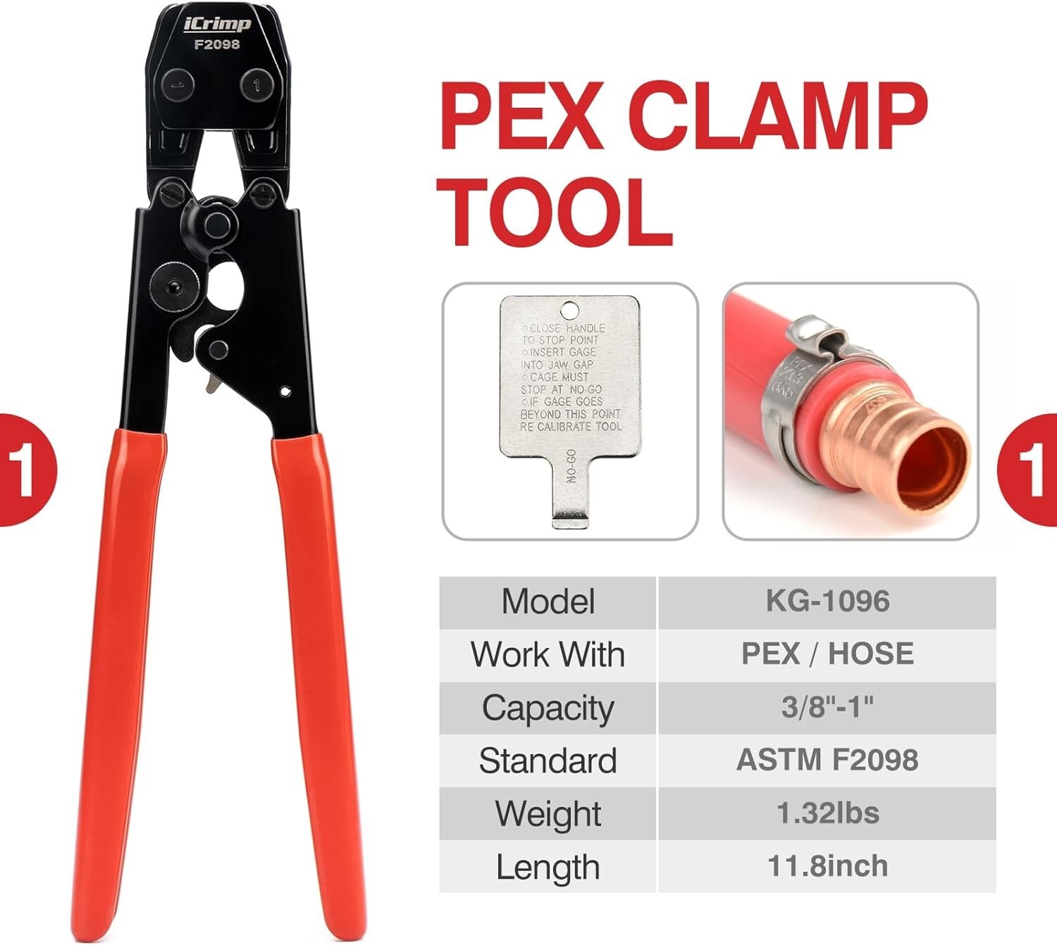 PEX Clamp Tool Kit 3 8-1 w Rings & Tubing Cutter - All-in-one Crimping Set
