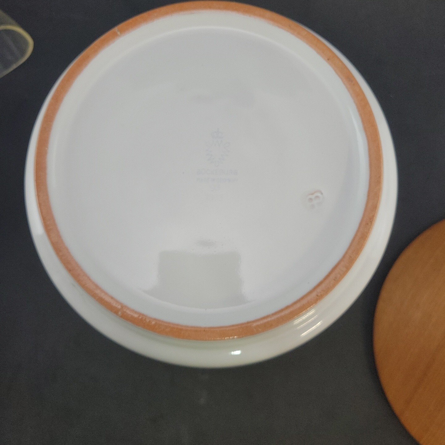 Buckeberg Punch Set Ceramic with Teak Lid and Plastic Ladle Modern