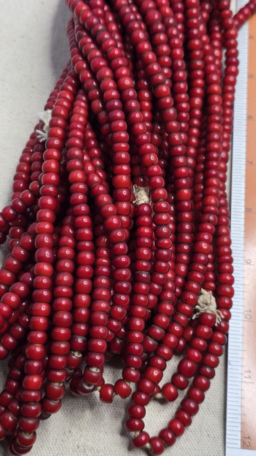 7-8mm Antique Venetian White Heart Trade Beads Long Strand