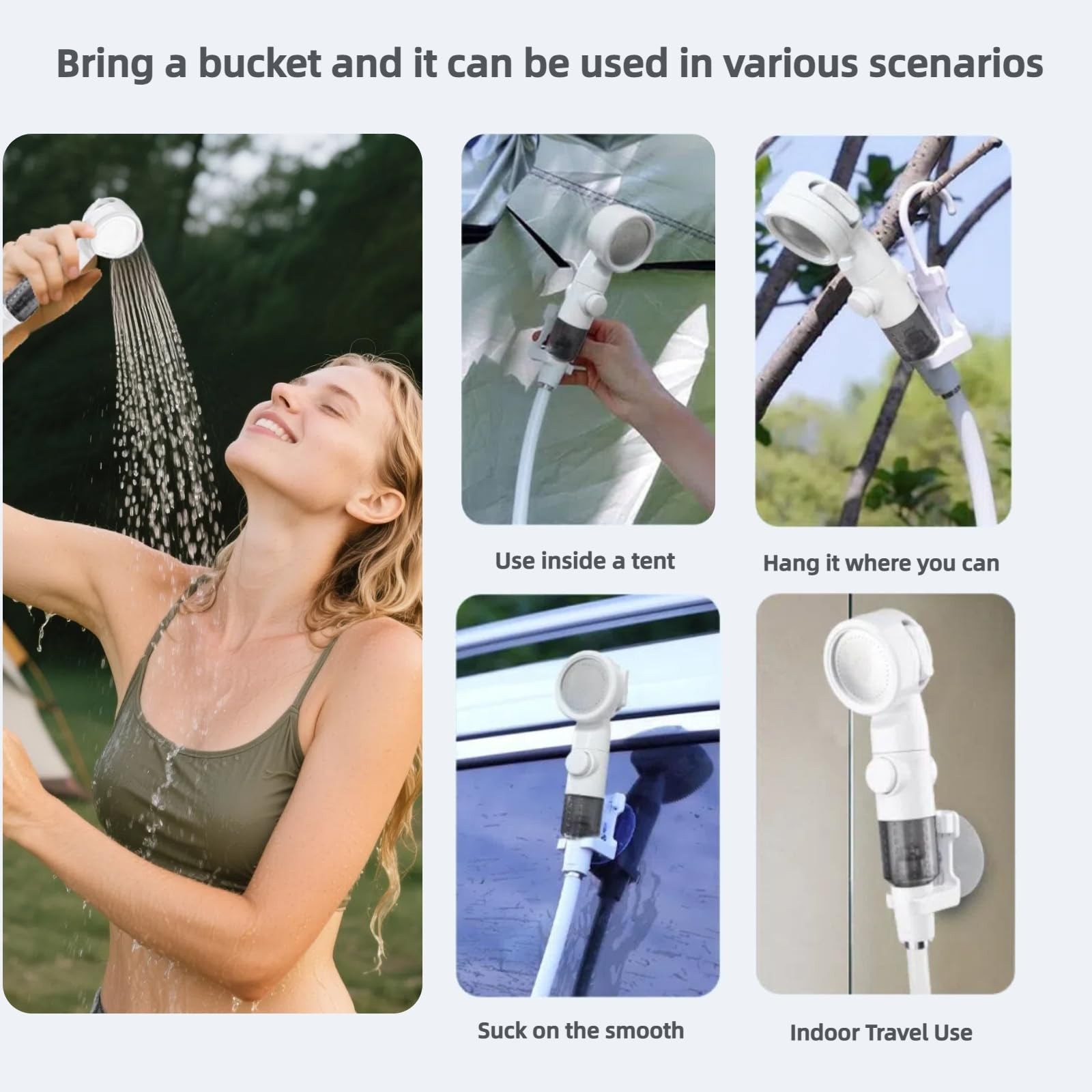 Portable Camping Shower Pump USB-C Rechargeable Outdoor Shower 3 Modes Pet Bath