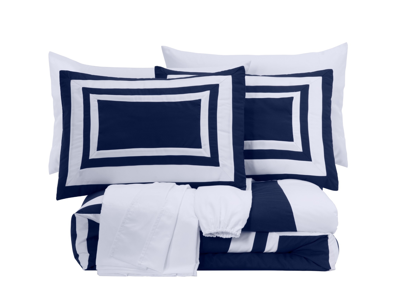 Chezmoi Collection 7-Piece Square Pattern Hotel Style Bed in a Bag Comforter Set