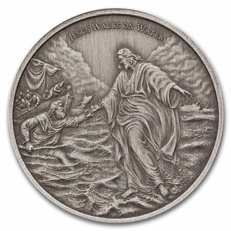 2026 Niue 1 oz Silver Antique Wonders of Christ: Walking on Water