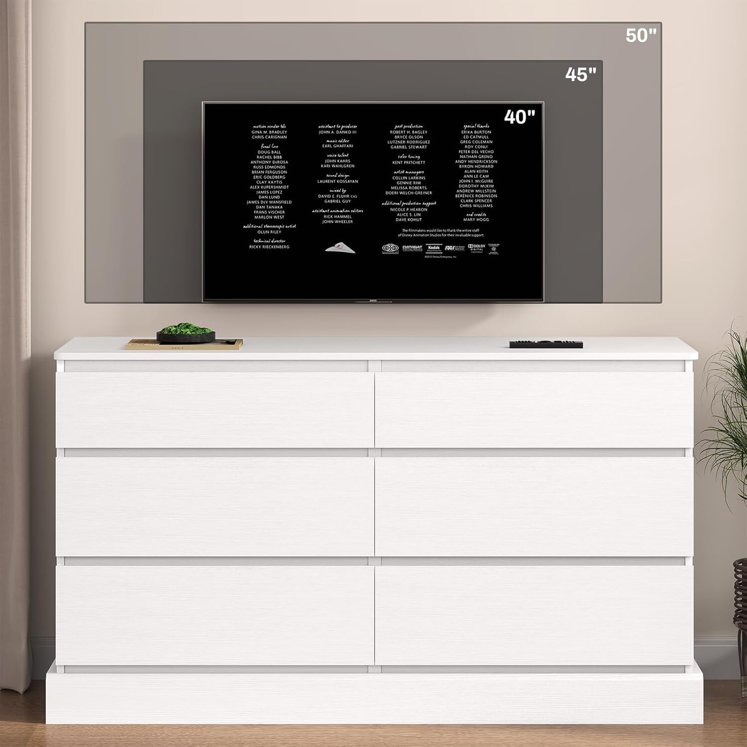 6 Drawer Double Dresser for Bedroom Chest of 6 Drawers Clothing Storage Cabinet