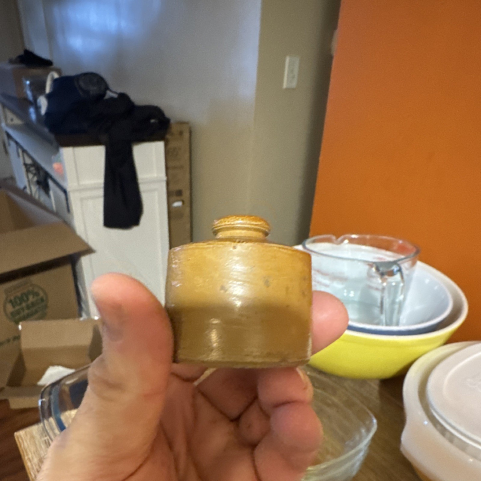 Stoneware Beige Brown Ink Bottle Antique Collectible Pre-1900 Vintage Bottle