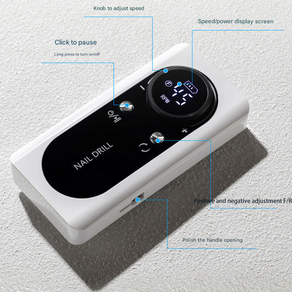 45000RPM Electric Portable Nail Drill Machine Rechargeable Low Noise Sander File