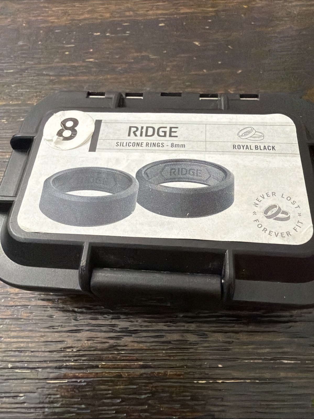 The Ridge Wallet 8MM SILICONE RING SET Royal Black Size 8 Black OPEN BOX NEW!