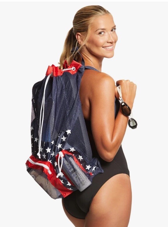 TYR 40L Big Mesh Mummy Backpack, Red White Blue Sz. 40L NEW LBMMB3642