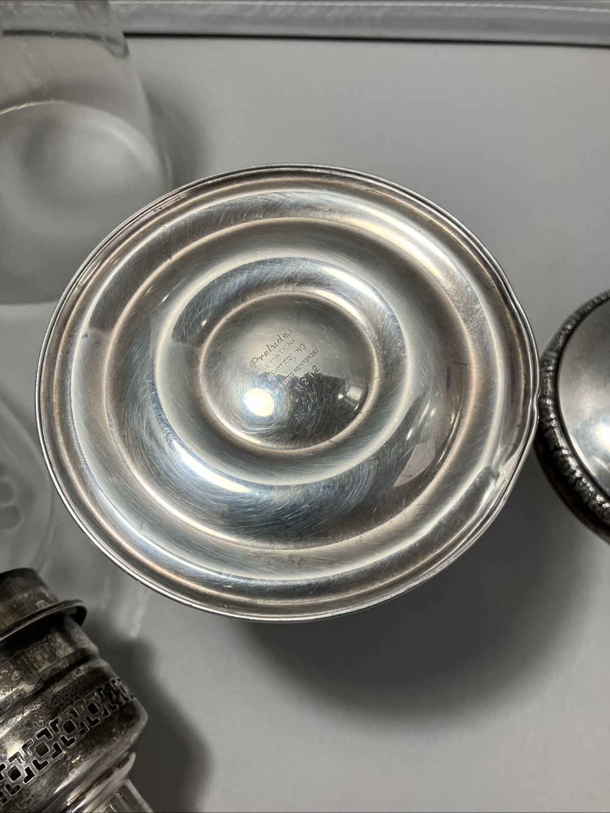 International Silver Prelude-Plain “Sterling Hollowware” Weighted Hurricane Lot