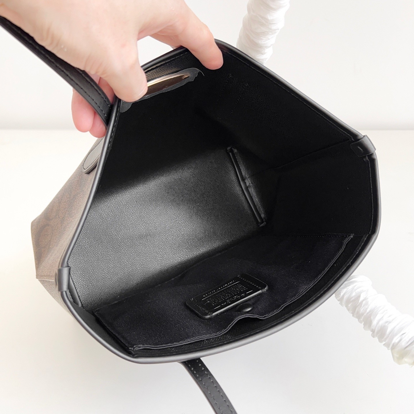 COA CU759 Small City Tote Signature Coated Canvas Black Brown Outlet Brand New