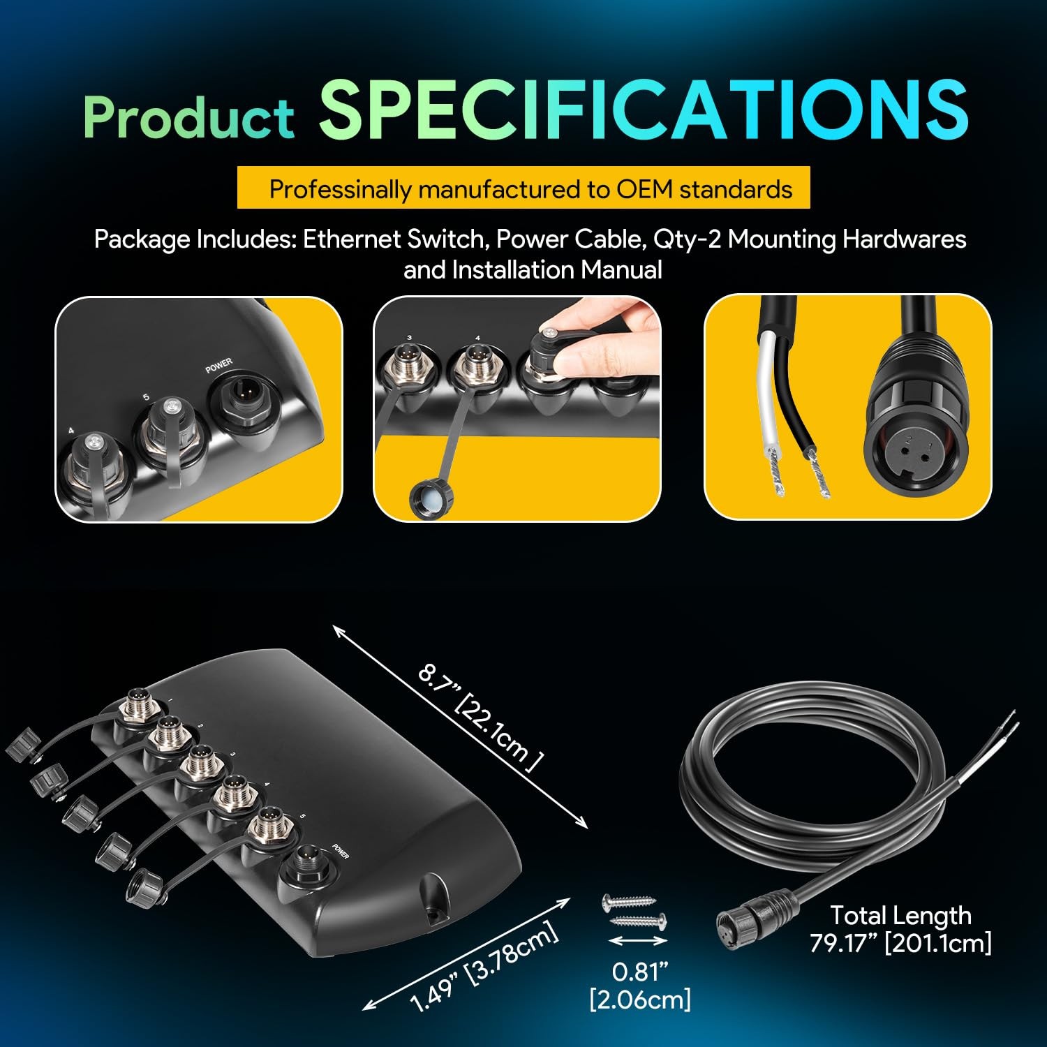 for HELIX 8, 9, 10, 12, 15 models 408450-1 5 Port Ethernet Switch Waterproof