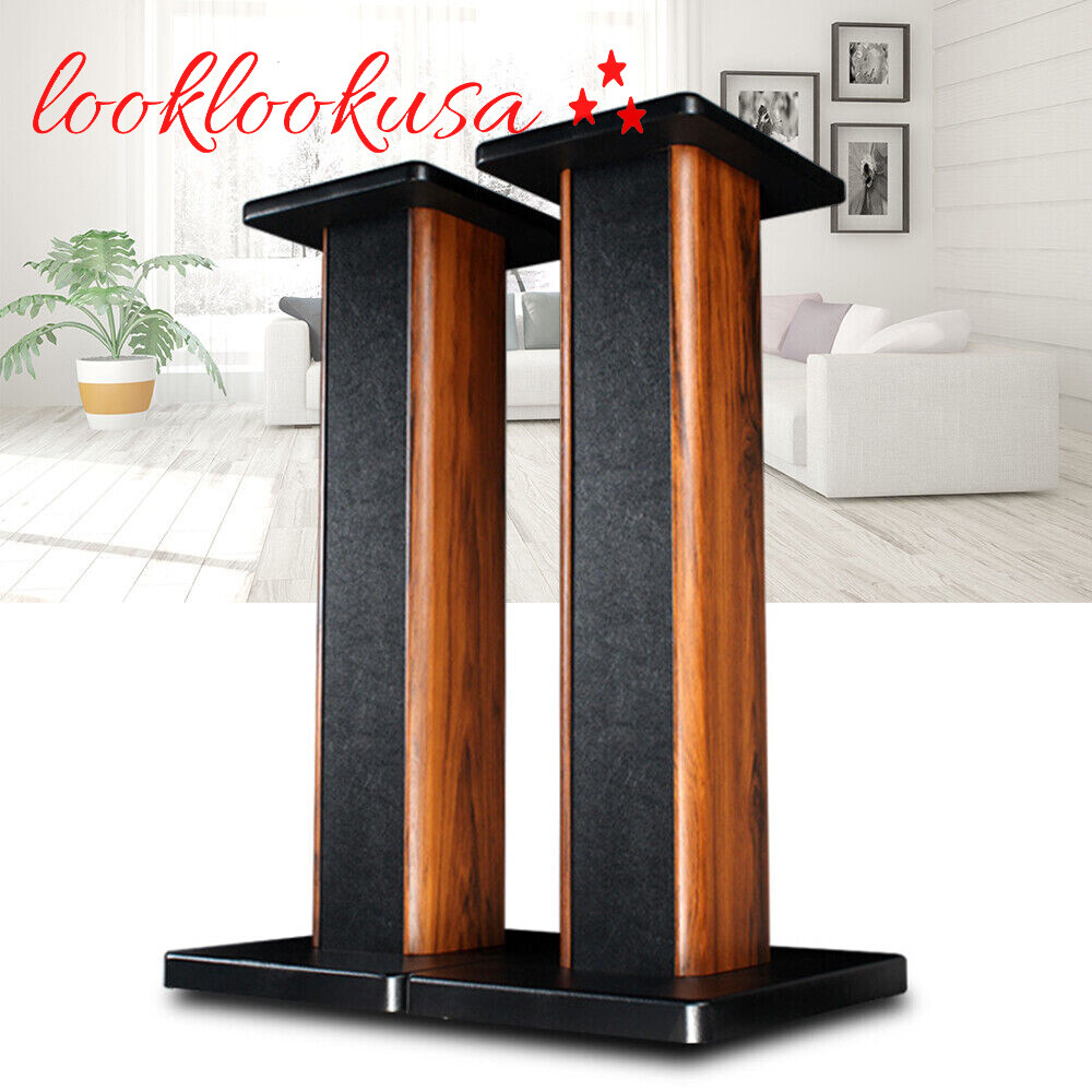 Bookshelf Floor Speaker Stands 1Pair Wood Column Home Theater Speaker Bookshelf